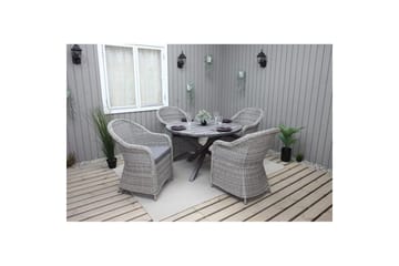 Utomhusmöbelgrupp Ø 112 cm bord & 4 Belize grå stolar Grå - Grå - Utemöbler & utemiljö - Utegrupp - Matgrupp utomhus