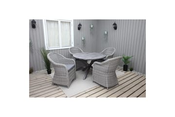 Utomhusmöbelgrupp Ø 112 cm bord & 4 Belize grå stolar Grå - Grå - Utemöbler & utemiljö - Utegrupp - Matgrupp utomhus