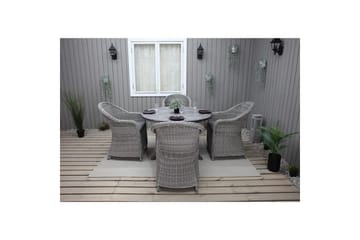 Utomhusmöbelgrupp Ø 112 cm bord & 4 Belize grå stolar Grå - Grå - Utemöbler & utemiljö - Utegrupp - Matgrupp utomhus
