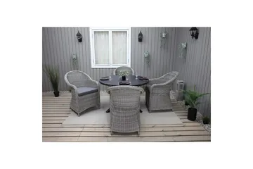 Utomhusmöbelgrupp Ø 112 cm bord & 4 Belize grå stolar Svart - Svart - Utemöbler & utemiljö - Utegrupp - Matgrupp utomhus