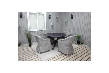 Utomhusmöbelgrupp Ø 112 cm bord & 4 Belize grå stolar Svart - Svart - Utemöbler & utemiljö - Utegrupp - Matgrupp utomhus