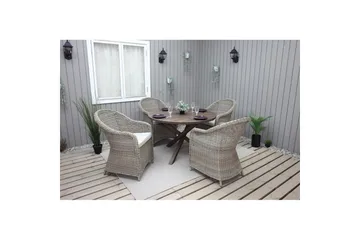 Utomhusmöbelgrupp Ø 112 cm bord & 4 Belize naturell stolar Brun - Brun - Utemöbler & utemiljö - Utegrupp - Matgrupp utomhus