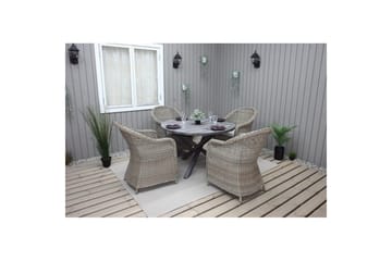 Utomhusmöbelgrupp Ø 112 cm bord & 4 Belize naturell stolar Grå - Grå - Utemöbler & utemiljö - Utegrupp - Matgrupp utomhus