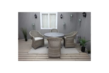 Utomhusmöbelgrupp Ø 112 cm bord & 4 Belize naturell stolar Grå - Grå - Utemöbler & utemiljö - Utegrupp - Matgrupp utomhus