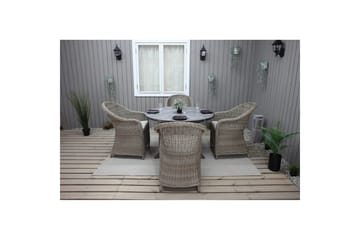 Utomhusmöbelgrupp Ø 112 cm bord & 4 Belize naturell stolar Grå - Grå - Utemöbler & utemiljö - Utegrupp - Matgrupp utomhus