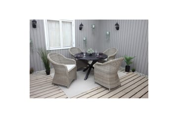 Utomhusmöbelgrupp Ø 112 cm bord & 4 Belize naturell stolar Svart - Svart - Utemöbler & utemiljö - Utegrupp - Matgrupp utomhus