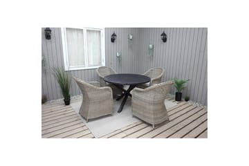 Utomhusmöbelgrupp Ø 112 cm bord & 4 Belize naturell stolar Svart - Svart - Utemöbler & utemiljö - Utegrupp - Matgrupp utomhus