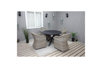 Utomhusmöbelgrupp Ø 112 cm bord & 4 Belize naturell stolar Svart - Svart - Utemöbler & utemiljö - Utegrupp - Matgrupp utomhus