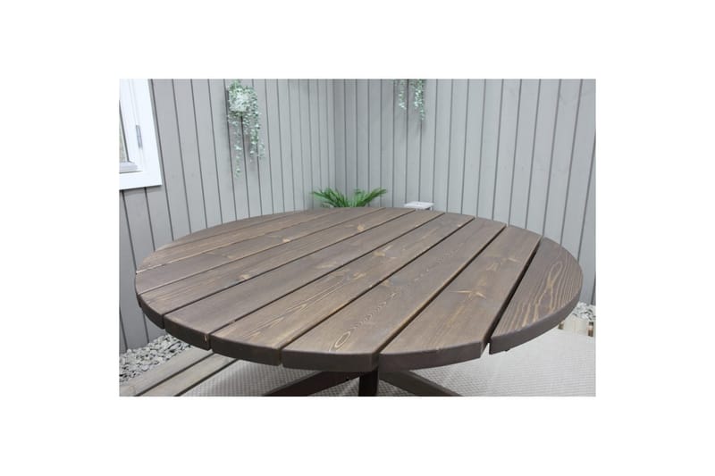 Utomhusmöbelgrupp Ø 112 cm bord & 4 Levanto grå stolar Brun - Brun - Utemöbler & utemiljö - Utegrupp - Cafegrupp & cafeset