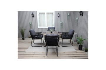 Utomhusmöbelgrupp Ø 112 cm bord & 4 Levanto grå stolar Brun - Brun - Utemöbler & utemiljö - Utegrupp - Cafegrupp & cafeset