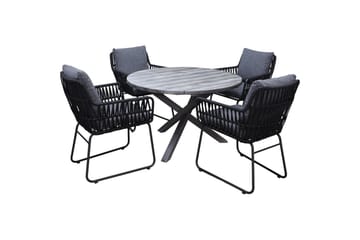 Utomhusmöbelgrupp Ø 112 cm bord & 4 Levanto grå stolar Grå