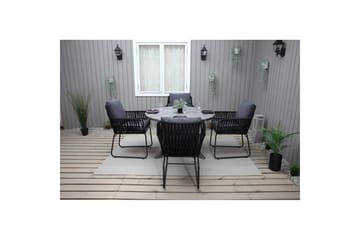 Utomhusmöbelgrupp Ø 112 cm bord & 4 Levanto grå stolar Grå - Grå - Utemöbler & utemiljö - Utegrupp - Cafegrupp & cafeset