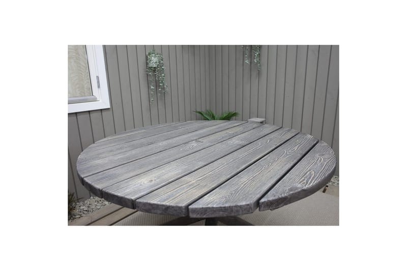 Utomhusmöbelgrupp Ø 112 cm bord & 4 Levanto grå stolar Grå - Grå - Utemöbler & utemiljö - Utegrupp - Matgrupp utomhus