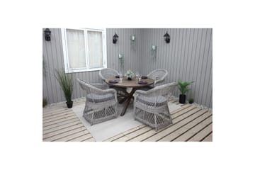 Utomhusmöbelgrupp Ø 112 cm bord & 4 Merida grå stolar Brun - Brun - Utemöbler & utemiljö - Utegrupp - Matgrupp utomhus