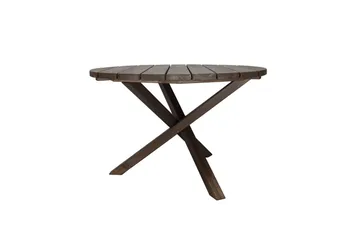 Utomhusmöbelgrupp Ø 112 cm bord & 4 Merida grå stolar Brun - Brun - Utemöbler & utemiljö - Utegrupp - Matgrupp utomhus