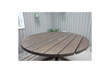 Utomhusmöbelgrupp Ø 112 cm bord & 4 Merida grå stolar Brun - Brun - Utemöbler & utemiljö - Utegrupp - Matgrupp utomhus