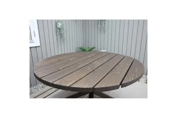 Utomhusmöbelgrupp Ø 112 cm bord & 4 Merida grå stolar Brun - Brun - Utemöbler & utemiljö - Utegrupp - Matgrupp utomhus