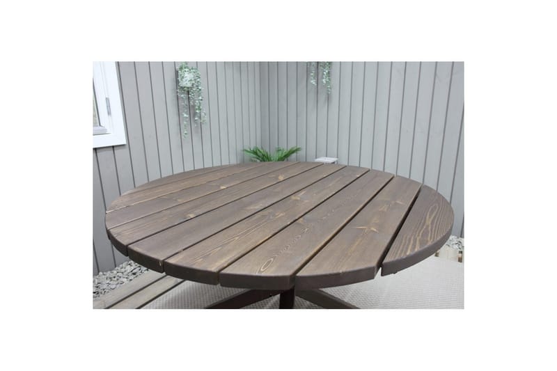 Utomhusmöbelgrupp Ø 112 cm bord & 4 Merida grå stolar Brun - Brun - Utemöbler & utemiljö - Utegrupp - Matgrupp utomhus