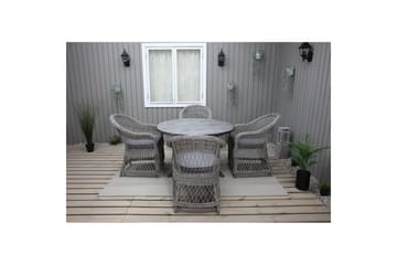 Utomhusmöbelgrupp Ø 112 cm bord & 4 Merida grå stolar Grå - Grå - Utemöbler & utemiljö - Utegrupp - Matgrupp utomhus