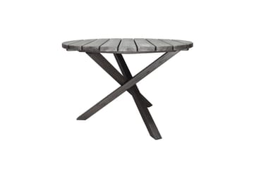 Utomhusmöbelgrupp Ø 112 cm bord & 4 Merida grå stolar Grå - Grå - Utemöbler & utemiljö - Utegrupp - Matgrupp utomhus