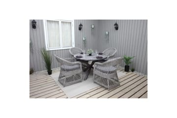 Utomhusmöbelgrupp Ø 112 cm bord & 4 Merida grå stolar Grå - Grå - Utemöbler & utemiljö - Utegrupp - Matgrupp utomhus