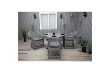 Utomhusmöbelgrupp Ø 112 cm bord & 4 Merida grå stolar Grå - Grå - Utemöbler & utemiljö - Utegrupp - Matgrupp utomhus