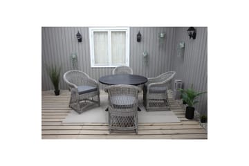 Utomhusmöbelgrupp Ø 112 cm bord & 4 Merida grå stolar Svart - Svart - Utemöbler & utemiljö - Utegrupp - Matgrupp utomhus