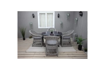 Utomhusmöbelgrupp Ø 112 cm bord & 4 Merida grå stolar Svart - Svart - Utemöbler & utemiljö - Utegrupp - Matgrupp utomhus