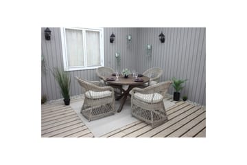 Utomhusmöbelgrupp Ø 112 cm bord & 4 Merida naturell stolar Brun - Brun - Utemöbler & utemiljö - Utegrupp - Matgrupp utomhus