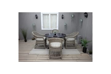 Utomhusmöbelgrupp Ø 112 cm bord & 4 Merida naturell stolar Svart - Svart - Utemöbler & utemiljö - Utegrupp - Cafegrupp & cafeset