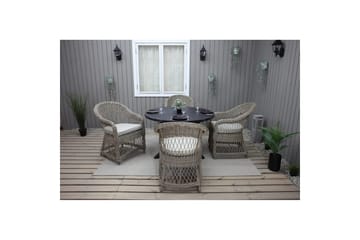 Utomhusmöbelgrupp Ø 112 cm bord & 4 Merida naturell stolar Svart - Svart - Utemöbler & utemiljö - Utegrupp - Cafegrupp & cafeset