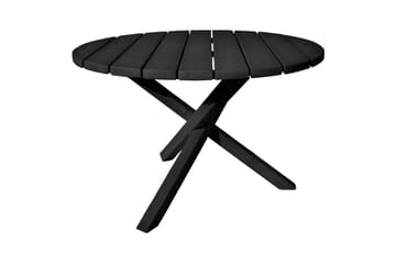 Utomhusmöbelgrupp Ø 112 cm bord & 4 Merida naturell stolar Svart - Svart - Utemöbler & utemiljö - Utegrupp - Matgrupp utomhus