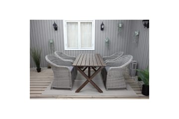 Utomhusmöbelgrupp 150 cm Bord & 4 Belize grå stolar Brun - Brun - Utemöbler & utemiljö - Utegrupp - Matgrupp utomhus