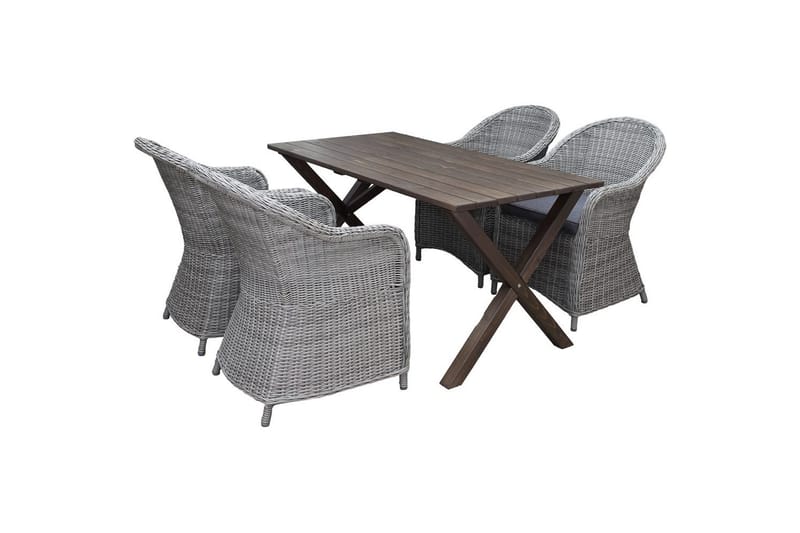 Utomhusmöbelgrupp 150 cm Bord & 4 Belize grå stolar Brun - Brun - Utemöbler & utemiljö - Utegrupp - Cafegrupp & cafeset