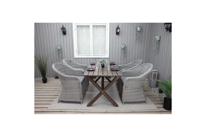 Utomhusmöbelgrupp 150 cm Bord & 4 Belize grå stolar Brun - Brun - Utemöbler & utemiljö - Utegrupp - Cafegrupp & cafeset