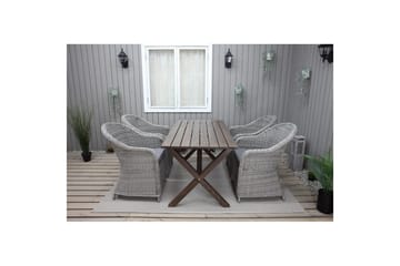 Utomhusmöbelgrupp 150 cm Bord & 4 Belize grå stolar Brun - Brun - Utemöbler & utemiljö - Utegrupp - Cafegrupp & cafeset