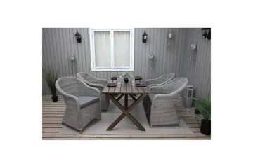 Utomhusmöbelgrupp 150 cm Bord & 4 Belize grå stolar Brun - Brun - Utemöbler & utemiljö - Utegrupp - Matgrupp utomhus