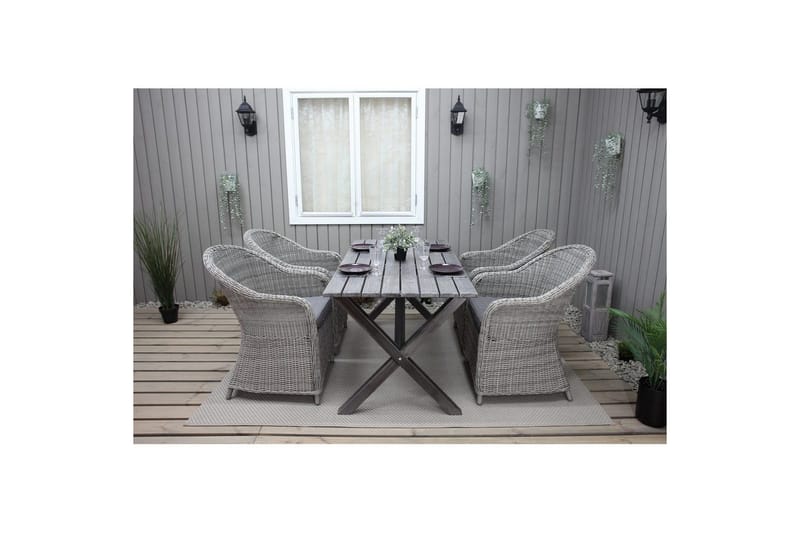 Utomhusmöbelgrupp 150 cm Bord & 4 Belize grå stolar Grå - Grå - Utemöbler & utemiljö - Utegrupp - Matgrupp utomhus