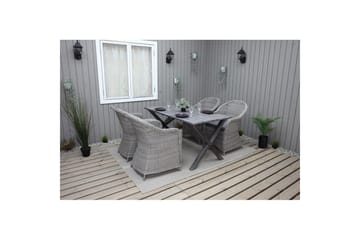 Utomhusmöbelgrupp 150 cm Bord & 4 Belize grå stolar Grå - Grå - Utemöbler & utemiljö - Utegrupp - Matgrupp utomhus