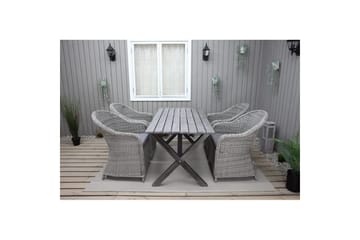 Utomhusmöbelgrupp 150 cm Bord & 4 Belize grå stolar Grå - Grå - Utemöbler & utemiljö - Utegrupp - Matgrupp utomhus