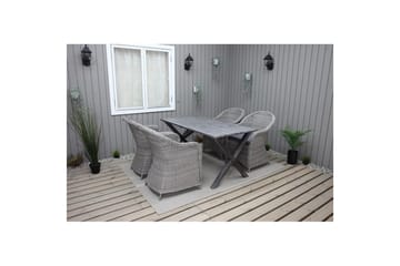 Utomhusmöbelgrupp 150 cm Bord & 4 Belize grå stolar Grå - Grå - Utemöbler & utemiljö - Utegrupp - Matgrupp utomhus