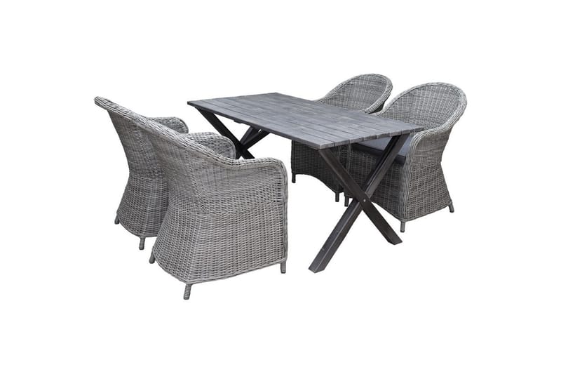 Utomhusmöbelgrupp 150 cm Bord & 4 Belize grå stolar Grå - Grå - Utemöbler & utemiljö - Utegrupp - Cafegrupp & cafeset