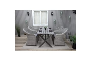 Utomhusmöbelgrupp 150 cm Bord & 4 Belize grå stolar Grå - Grå - Utemöbler & utemiljö - Utegrupp - Cafegrupp & cafeset