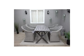 Utomhusmöbelgrupp 150 cm Bord & 4 Belize grå stolar Grå - Grå - Utemöbler & utemiljö - Utegrupp - Cafegrupp & cafeset