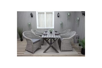 Utomhusmöbelgrupp 150 cm Bord & 4 Belize grå stolar Grå - Grå - Utemöbler & utemiljö - Utegrupp - Cafegrupp & cafeset