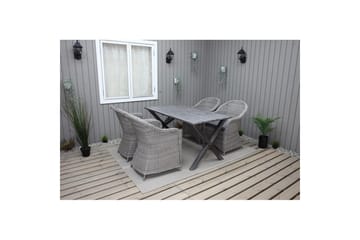 Utomhusmöbelgrupp 150 cm Bord & 4 Belize grå stolar Grå - Grå - Utemöbler & utemiljö - Utegrupp - Cafegrupp & cafeset