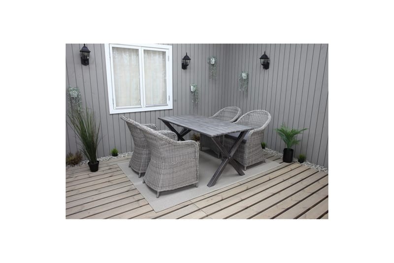Utomhusmöbelgrupp 150 cm Bord & 4 Belize grå stolar Grå - Grå - Utemöbler & utemiljö - Utegrupp - Cafegrupp & cafeset