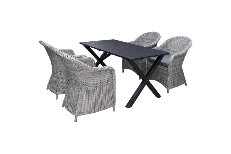 Utomhusmöbelgrupp 150 cm Bord & 4 Belize grå stolar Svart - Svart - Utemöbler & utemiljö - Utegrupp - Cafegrupp & cafeset