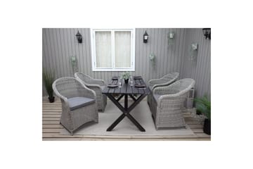 Utomhusmöbelgrupp 150 cm Bord & 4 Belize grå stolar Svart - Svart - Utemöbler & utemiljö - Utegrupp - Matgrupp utomhus