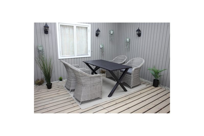Utomhusmöbelgrupp 150 cm Bord & 4 Belize grå stolar Svart - Svart - Utemöbler & utemiljö - Utegrupp - Matgrupp utomhus